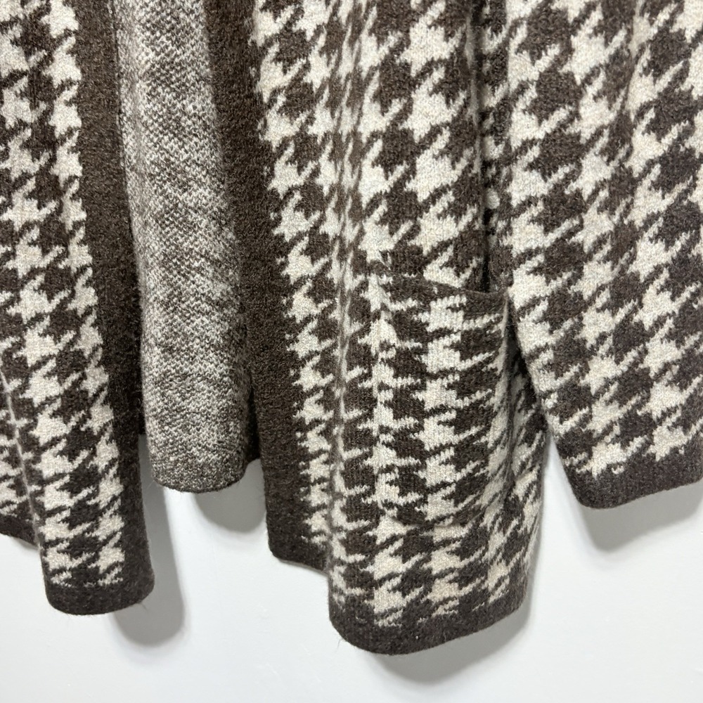 Max Studio Cardigan Womens XL Brown Houndstooth Soft Open Front Sweater - Picture 4 of 8